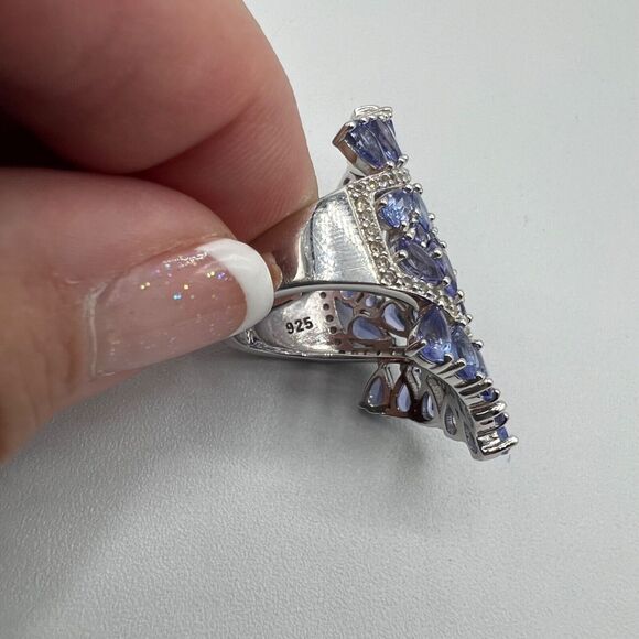 JTV Signed DK Sterling Silver Blue Tanzanite Ring - Size 7 - Picture 6 of 7